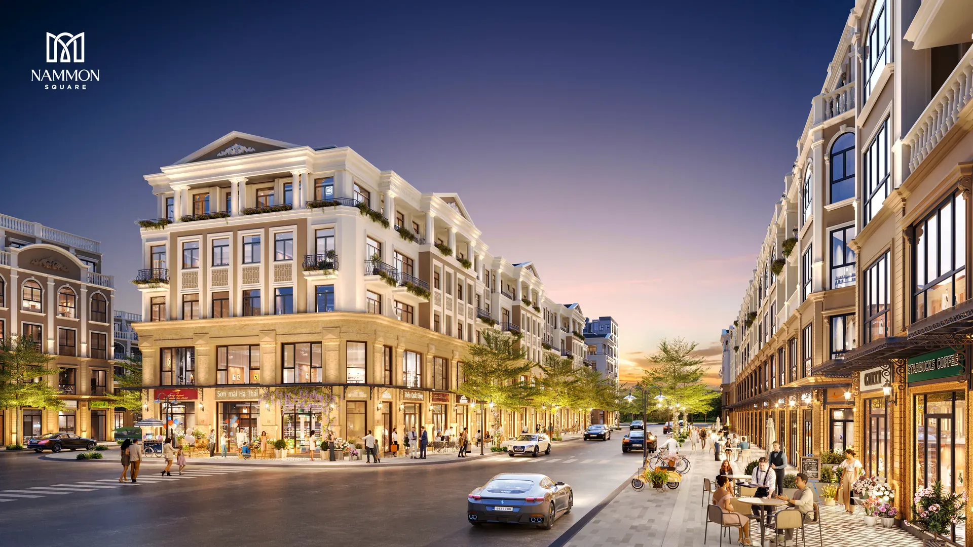 Phối cảnh dãy shophouse NAMMON Square dọc trục đường chính