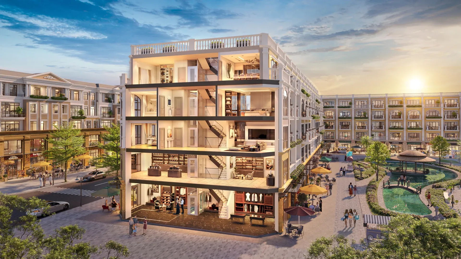 Phối cảnh mặt tiền các căn shophouse NAMMON Square