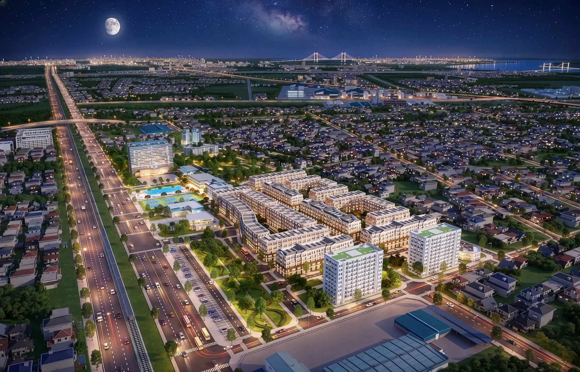 Phối cảnh NAMMON Square về đêm nhìn từ trên cao