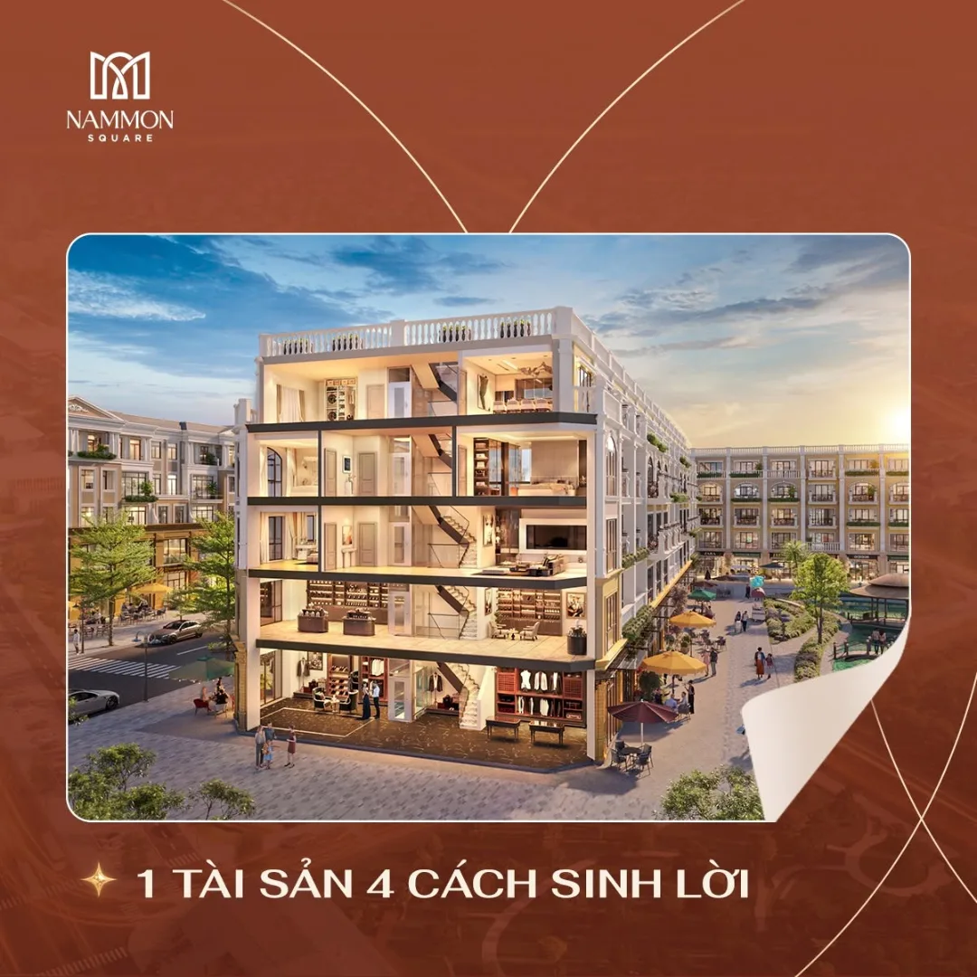 Phối cảnh căn góc shophouse 2 mặt tiền phân khu Vạn Tín Nammon Square
