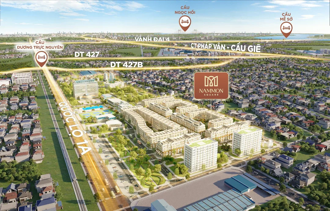 Hạ tầng giao thông thực tế mặt đường QL1A trước dự án Nam Mon Square